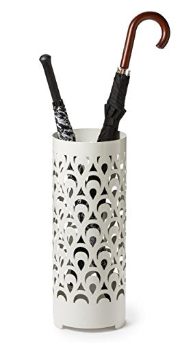 Mango Steam Tall Round Umbrella Holder 21.75 Inches Tall (Peacock White)