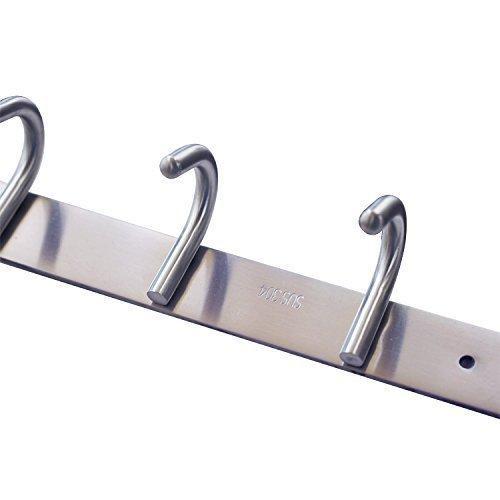 Best seller coat hook rack with 8 round hooks premium modern wall mounted ultra durable with solid steel construction brushed stainless steel finish super easy installation rust and water proof