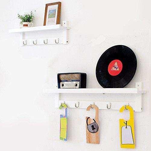 Heavy duty wooden hooks for wall coat rack shelf wall mounted bamboo hook rack with upper shelf for storage scandinavian style for hallway bathroom living room bedroom 4 hooks