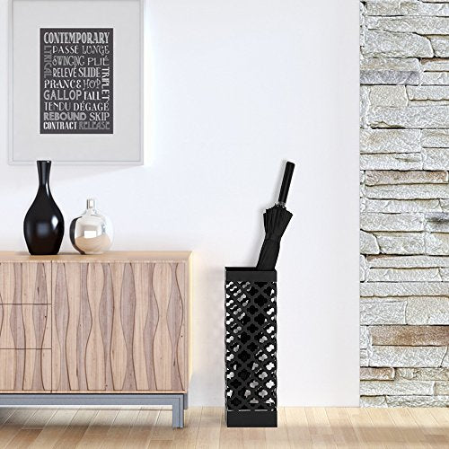 NEX Umbrella Stand Rack Metal Umbrella Holder for Home Office Decoration Drip with Tray and Hook Black
