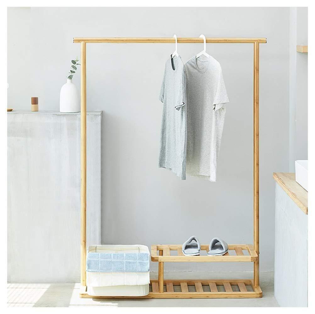 Save on wooden coat rack multifunctional bamboo solid wood coat rack floor rack combination coat stand shoe rack bedroom hanger rack color a