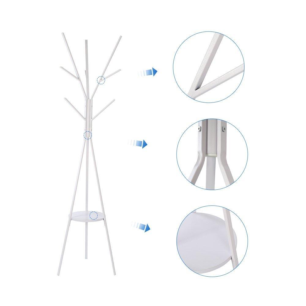Online shopping home bi coat rack stand coat hanger with 9 hooks for holding jacket hat purse white
