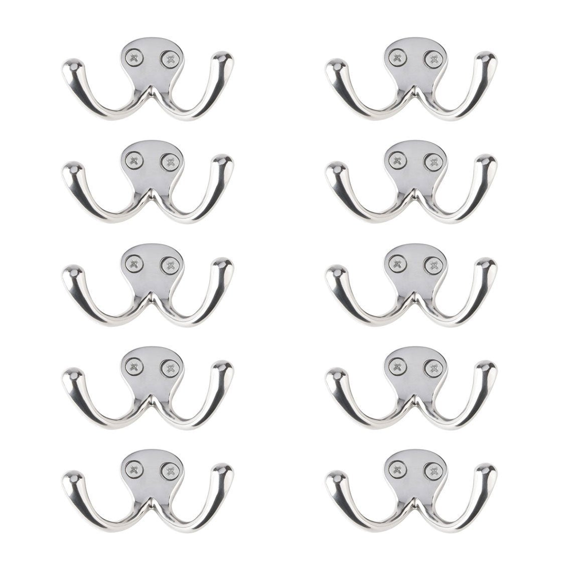 Best seller bar face wall mount purse coat key hook double arm polished stainless steel set of 10