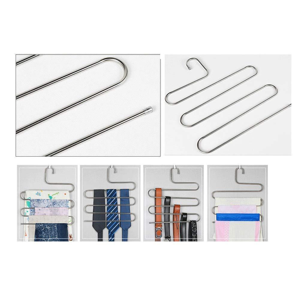 Get higj s type clothes stand tree multi layer storage coat racks stainless steel silver trouser press suit color silver size 6 sets