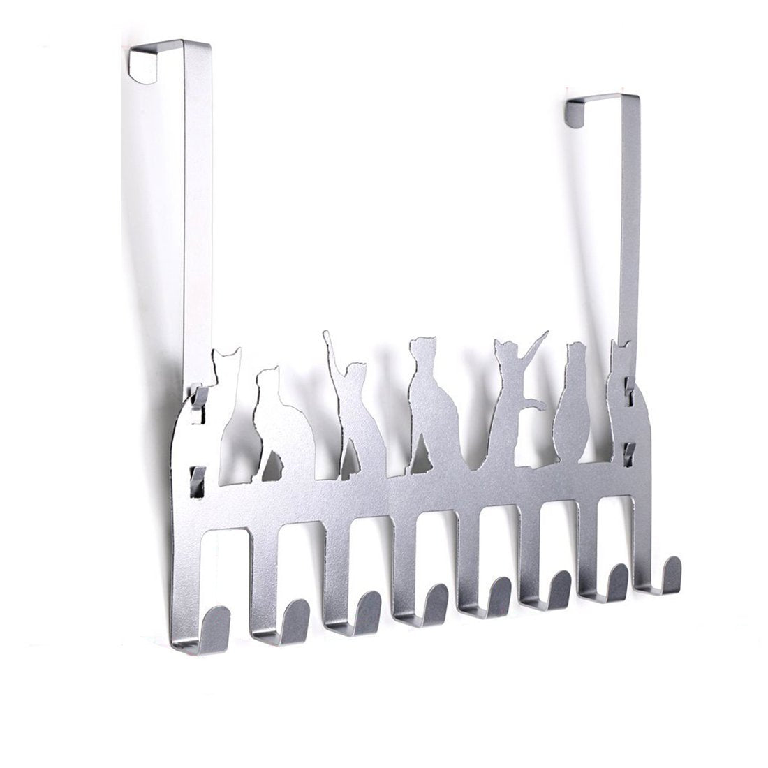 Wintek Over Door Hooks, Heavy-duty Organizer Hanger Rack for Coat, Towel -8 Hooks(Silver)