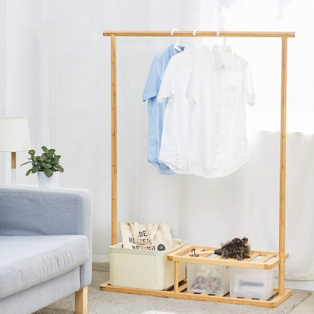 Select nice wooden coat rack multifunctional bamboo solid wood coat rack floor rack combination coat stand shoe rack bedroom hanger rack color a