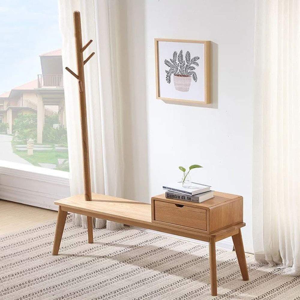 Shop coat racks wooden with shoe rack freestanding hanger rack with 6 hooks and drawers 120 30 192cm