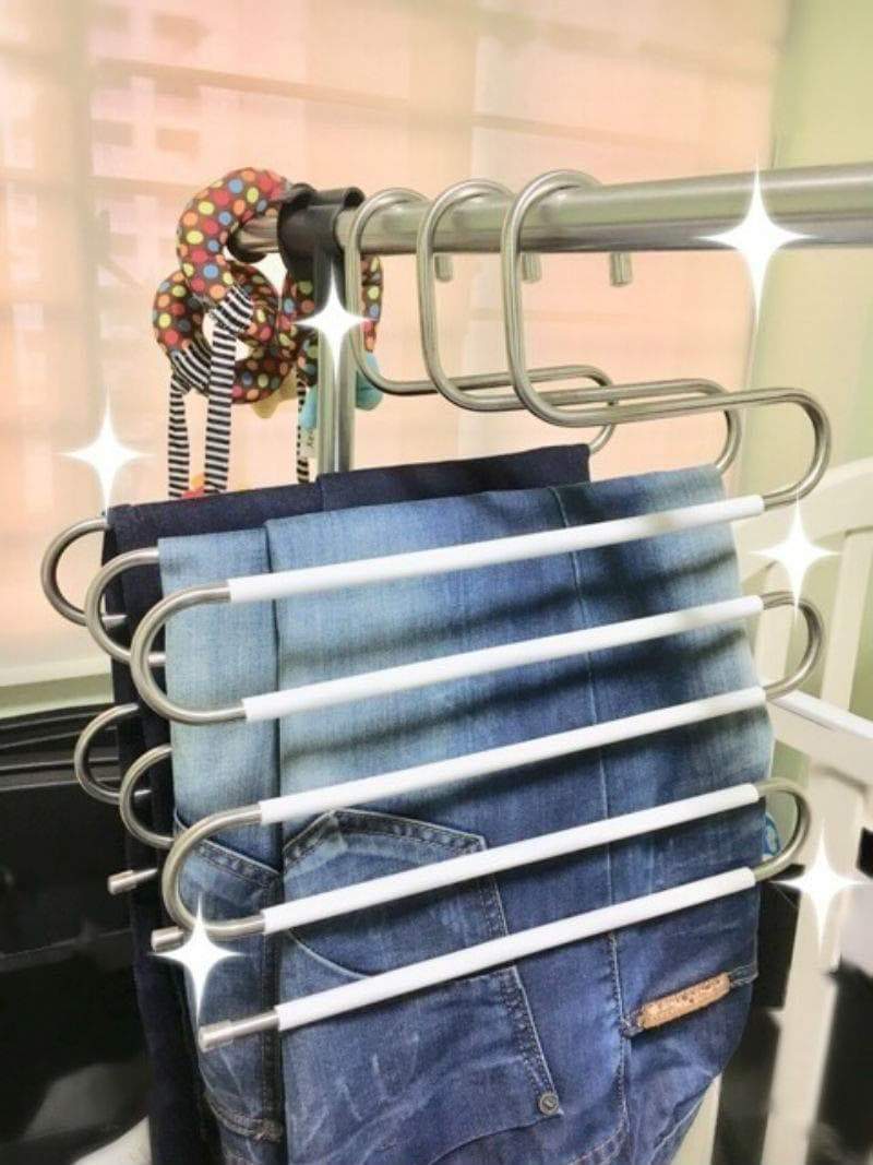 Best seller multi pants hanger with pant hangers space saving non slip stainless steel with white silicone coating use for jeans pants towel scarf tie