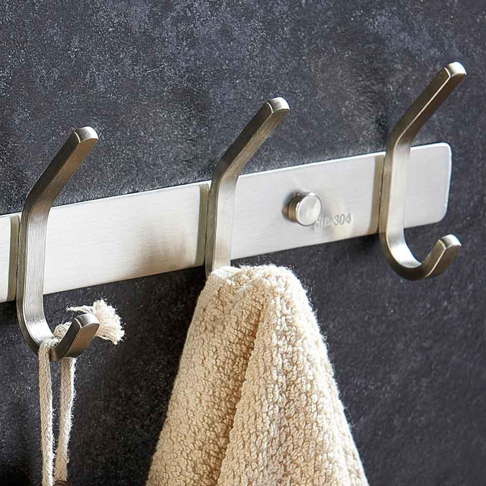Best seller mellewell utility hook rails storage racks 8 7 inch with 3 heavy duty hooks wall coat robe towel pan hook hanger bathroom kitchen organizer brushed stainless steel 2 pack 08002hk03