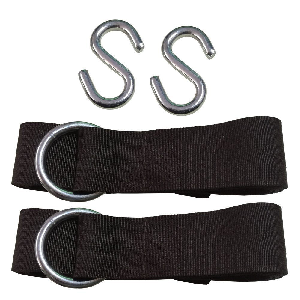 PRIME GARDEN 2 Pack Heavy Duty Resistant Nylon Camping Hammock Tree Strap, with 2 Steel S" Hooks