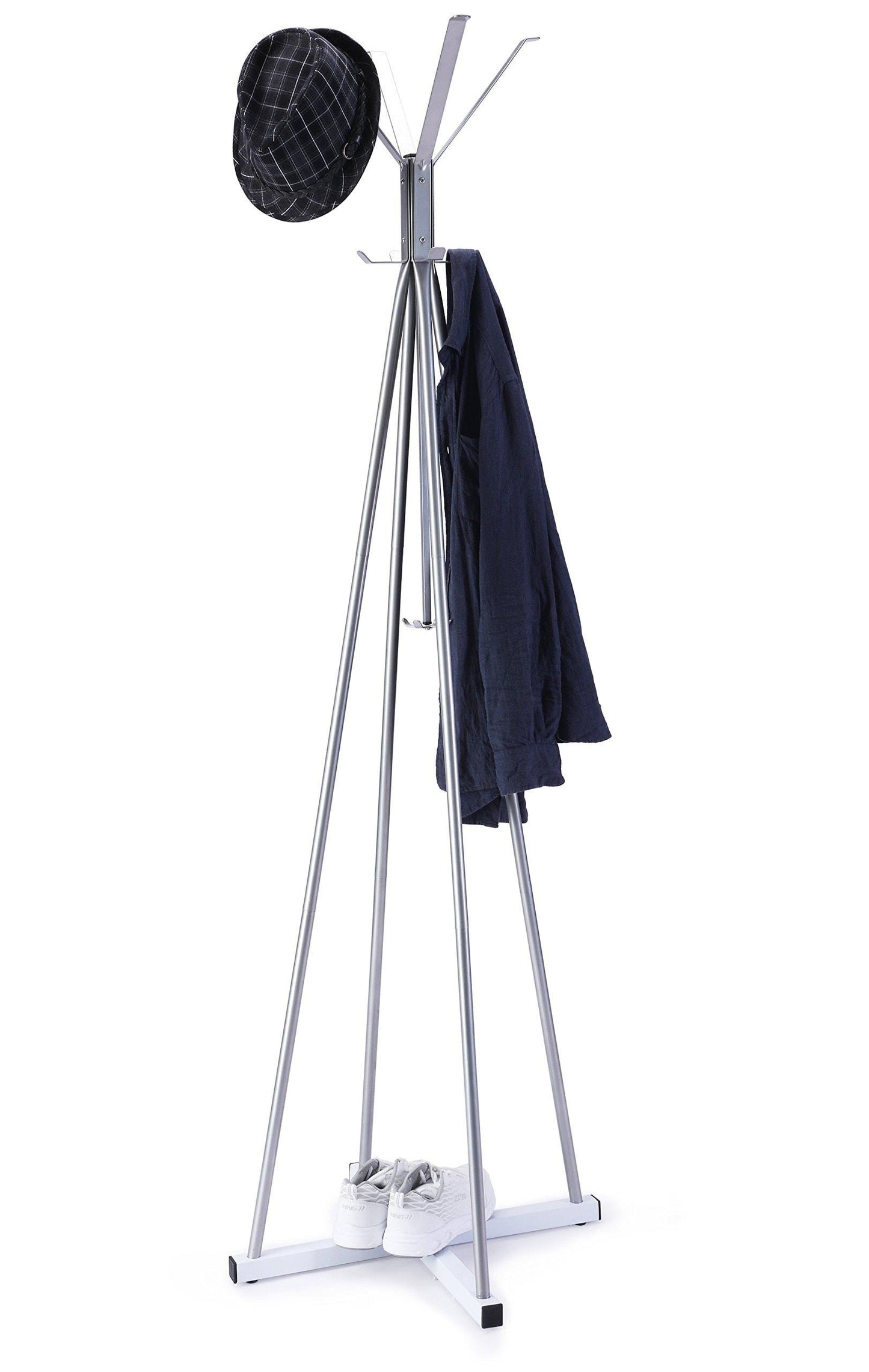 On amazon wilshine coat tree heavy sturdy metal coat rack with umbrella stand coat racks free standing with 8 hooks silver white