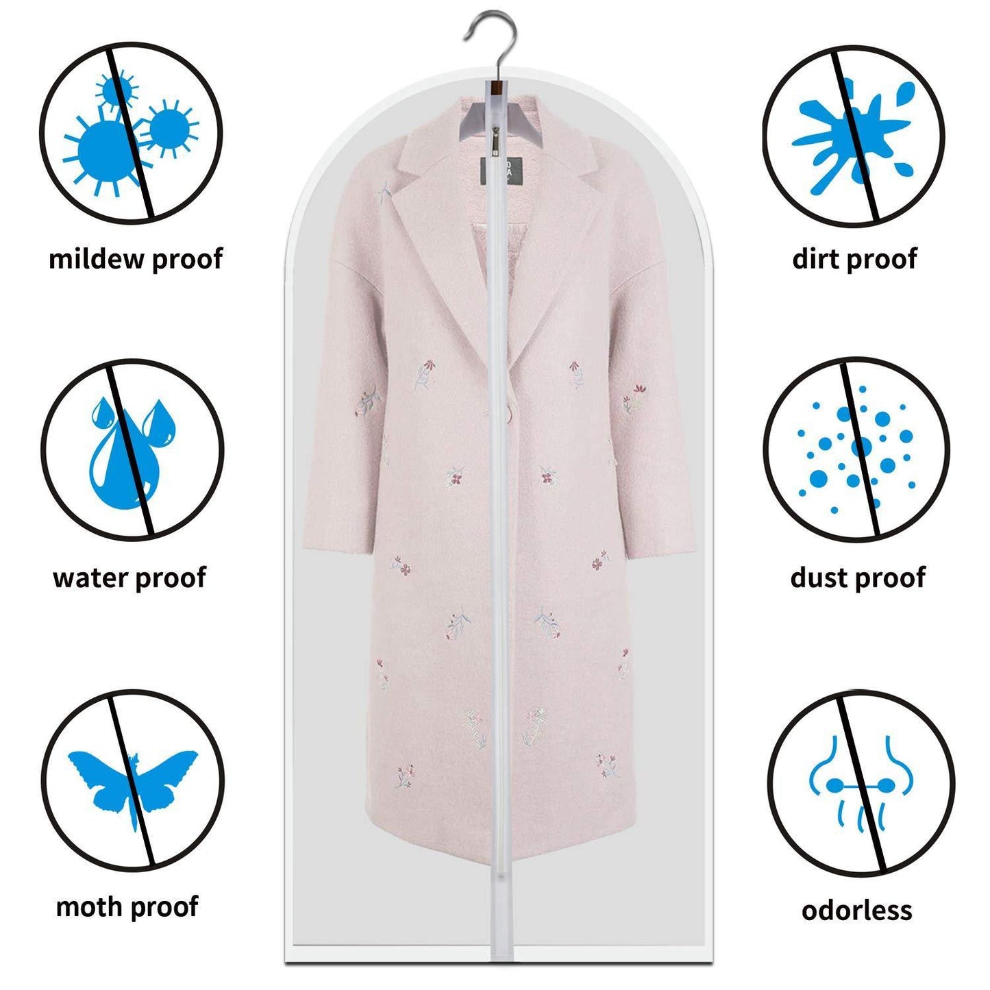 Organize with allhom dust proof clothing bags pack of 6 pcs 60 inch large hanging garment bags and cedar balls for coat long dress gowns and dance costumes