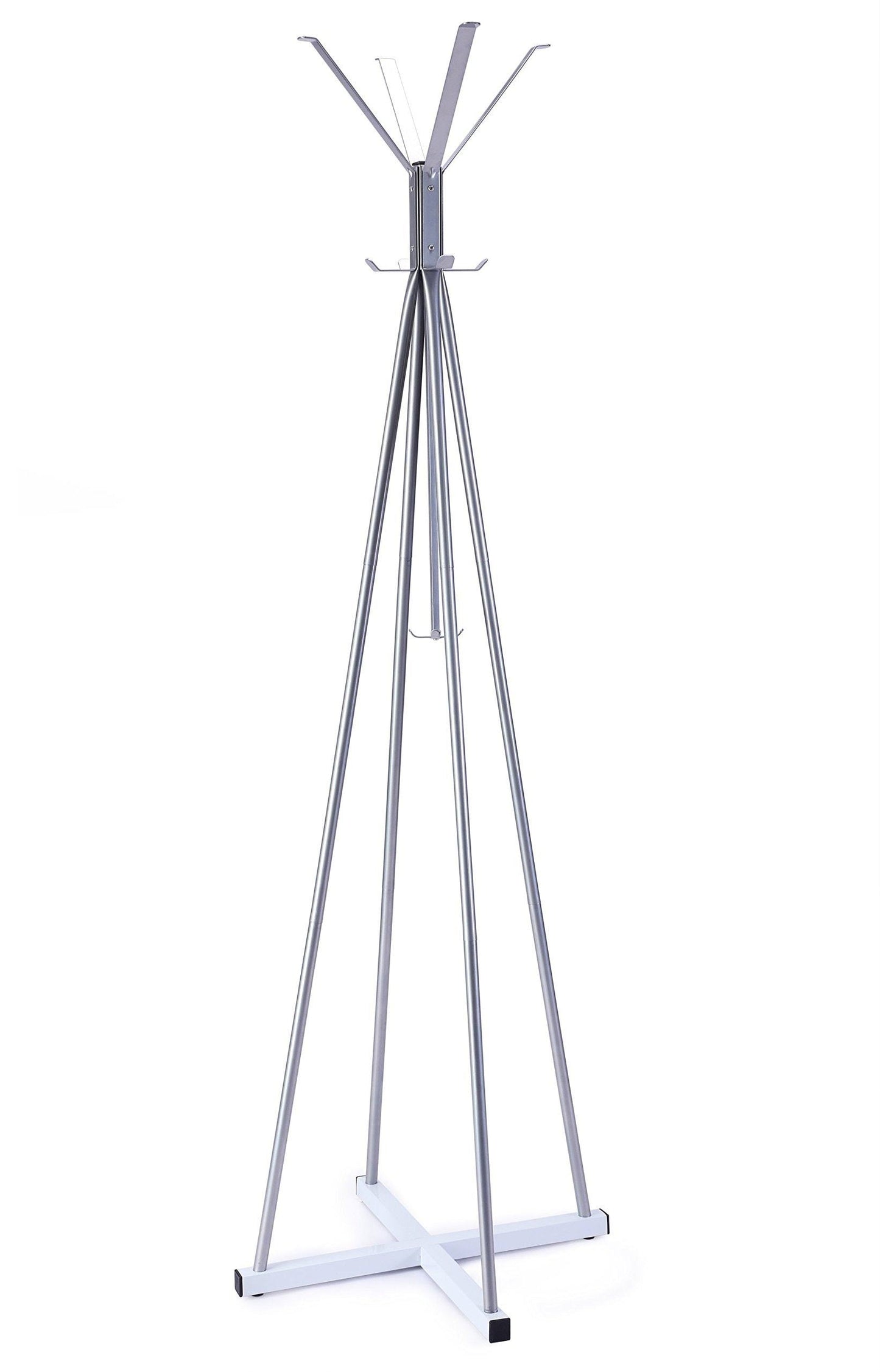 New wilshine coat tree heavy sturdy metal coat rack with umbrella stand coat racks free standing with 8 hooks silver white