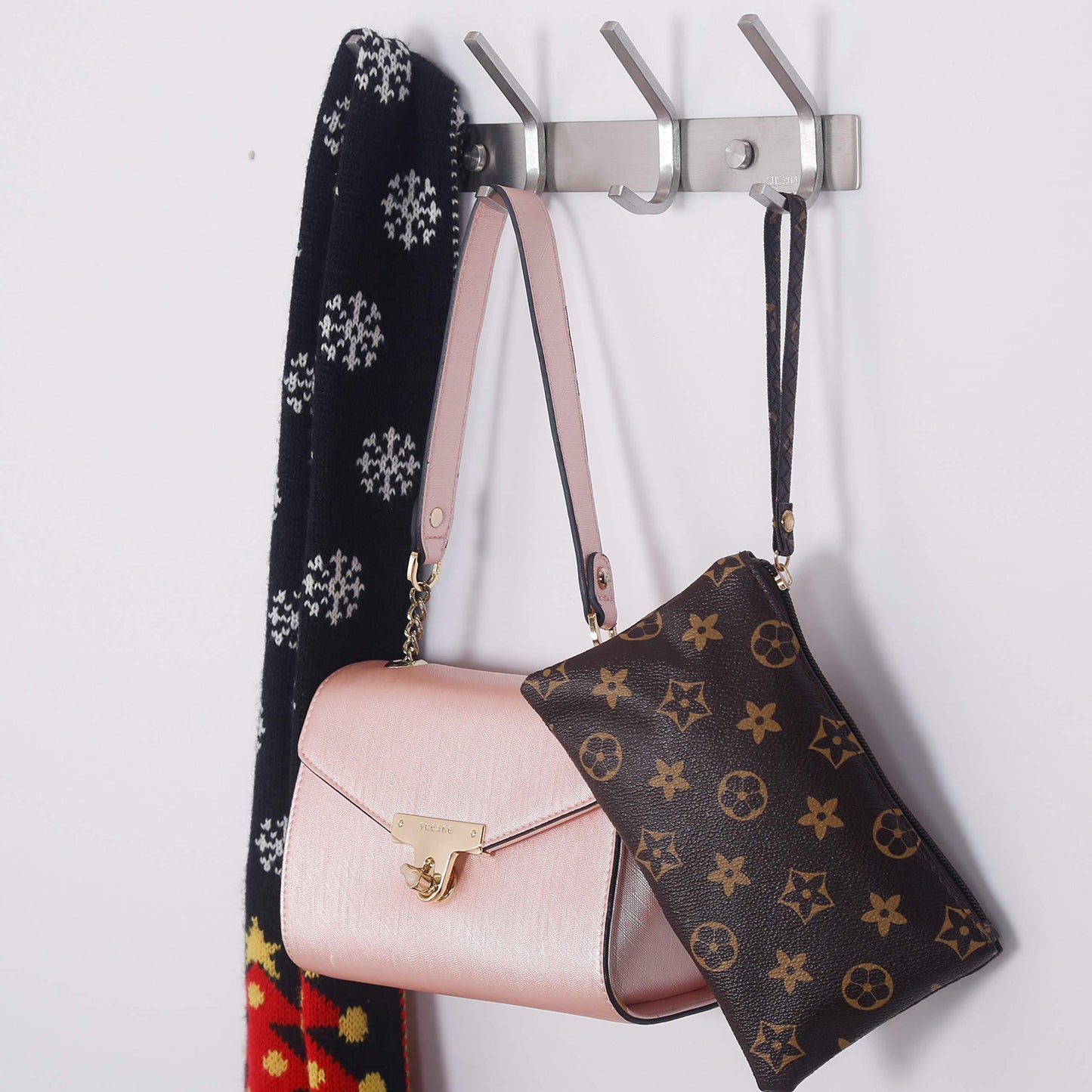 Best seller dseap wall mounted coat rack 4 hooks stainless steel 304 metal hook rail hook rack coat hooks bath towel hooks 2 packs