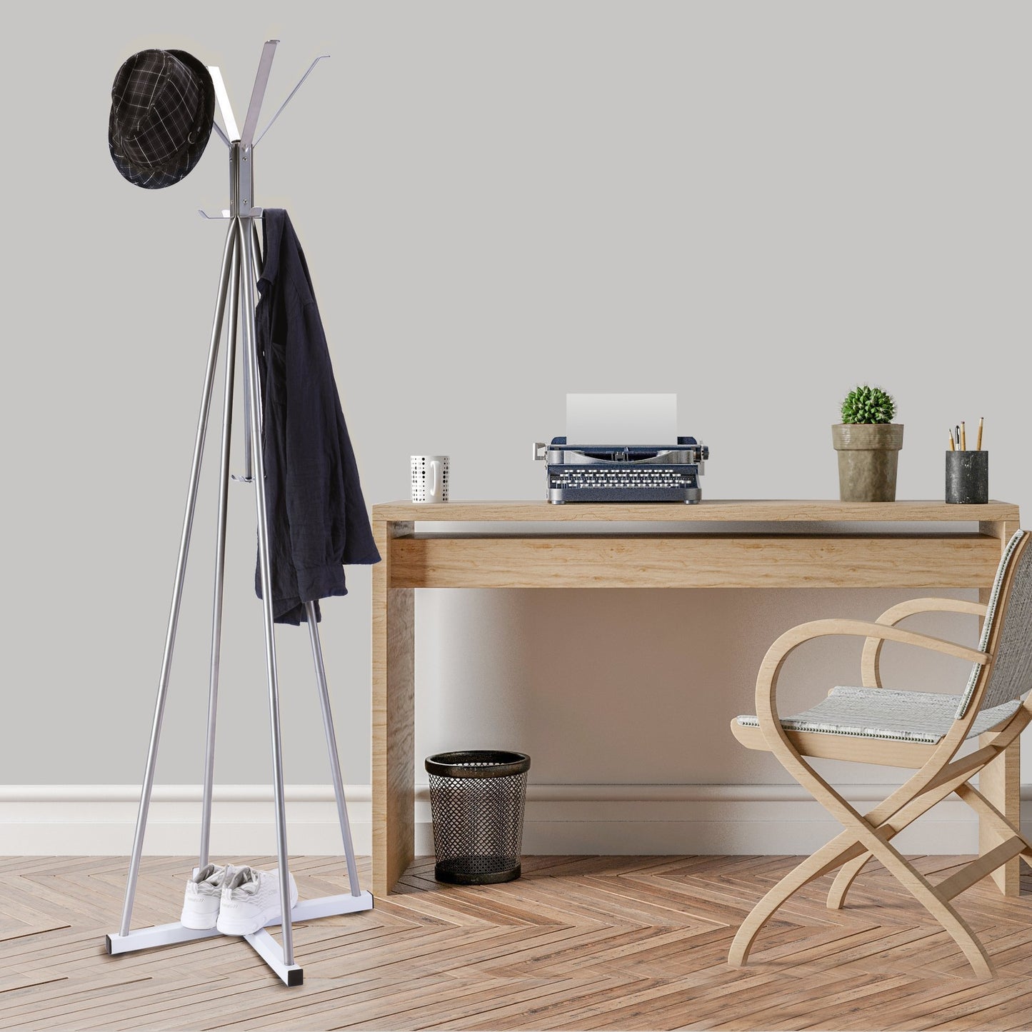 Order now wilshine coat tree heavy sturdy metal coat rack with umbrella stand coat racks free standing with 8 hooks silver white