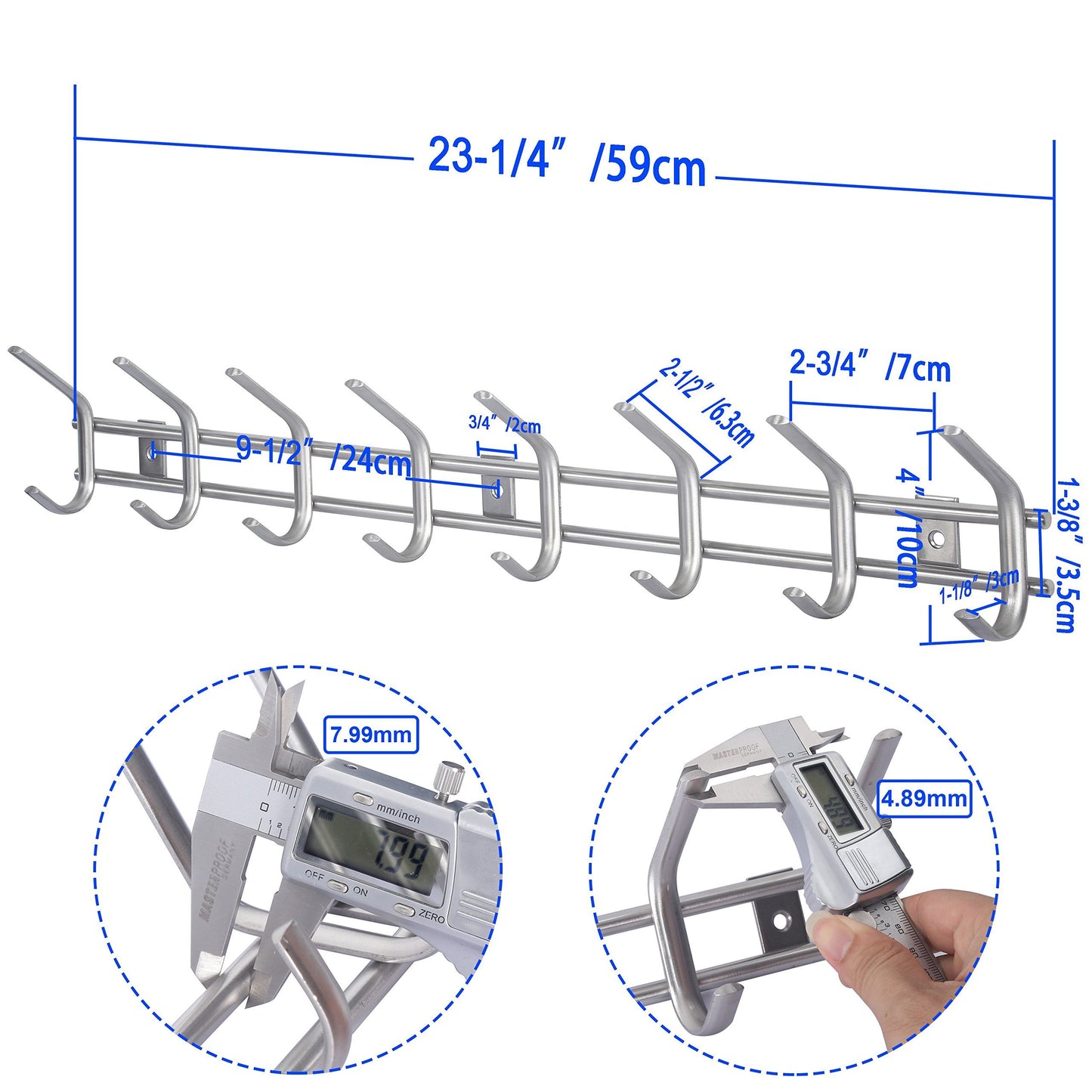Best seller webi wall mounted coat hooks stainless steel 304 heavy duty c wall hooks rail robe hook rack for bathroom kitchen entryway closet b c cbg08 2 8 hooks satin 2 pack