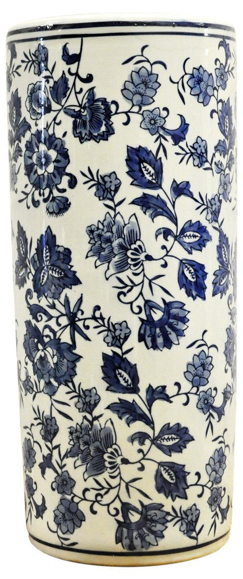 Blue & White Umbrella Stand 18"