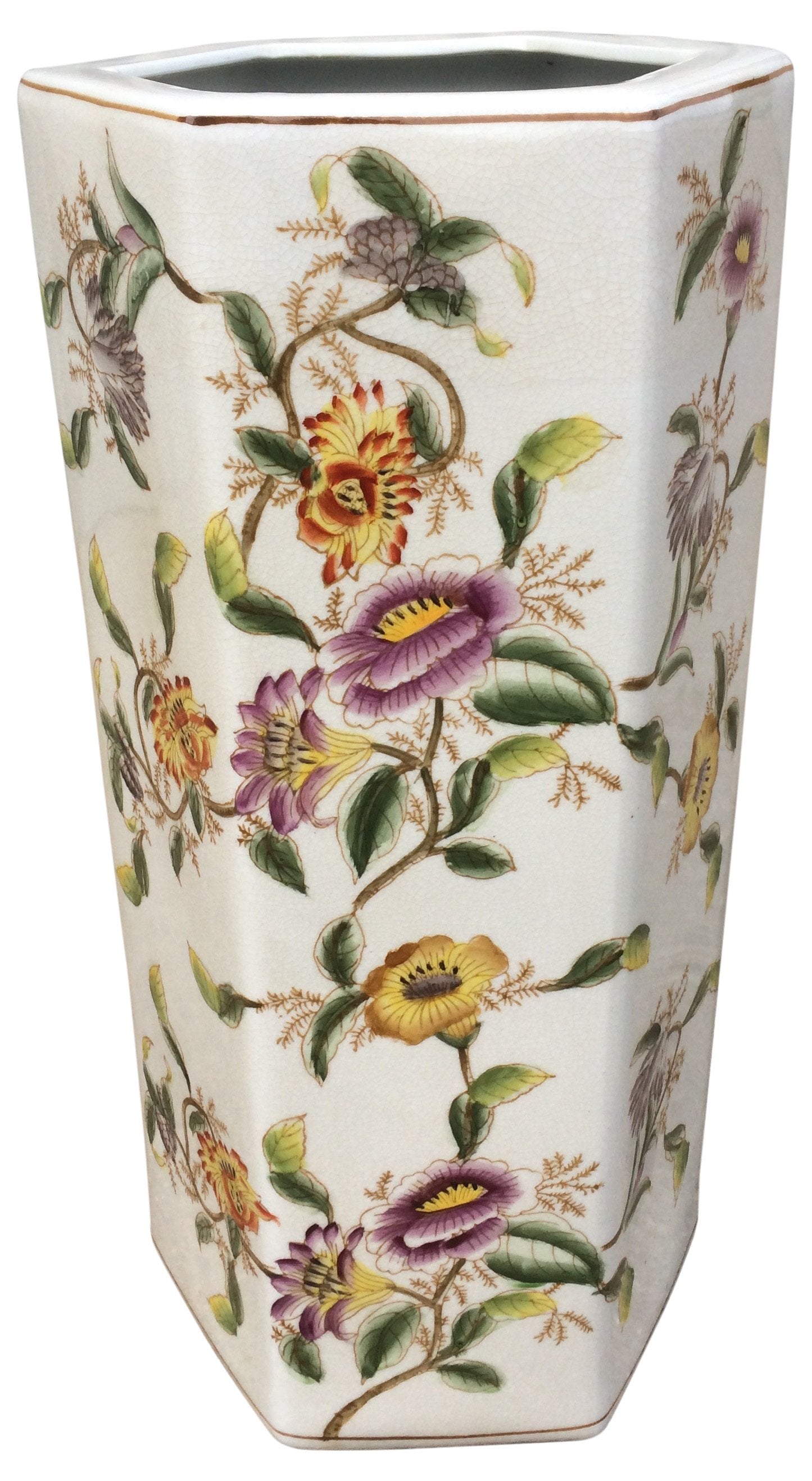 Hedgerow Flowers Hexagonal Umbrella Stand 18"