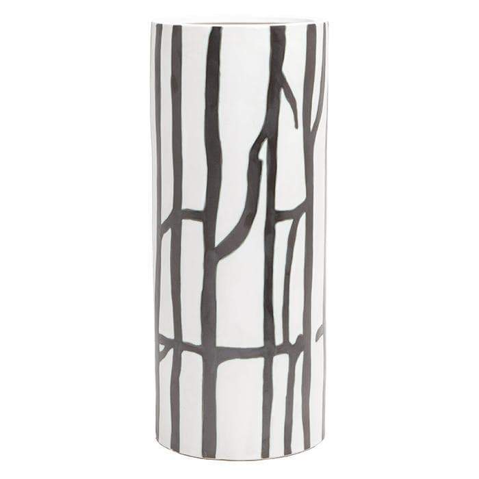 Biella White/Black Ceramic Umbrella Stand (Large)
