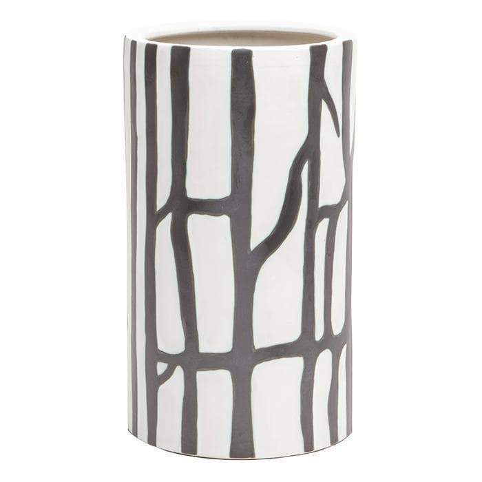 Biella White/Black Ceramic Umbrella Stand (Small)