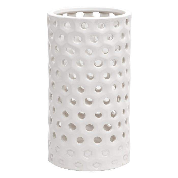 Edmonton Ceramic Umbrella Stand (Glossy White) - Small