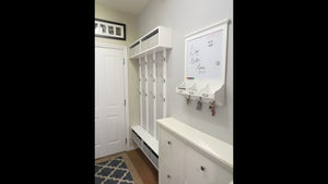 We built a custom coat rack and storage solution for our narrow mudroom
