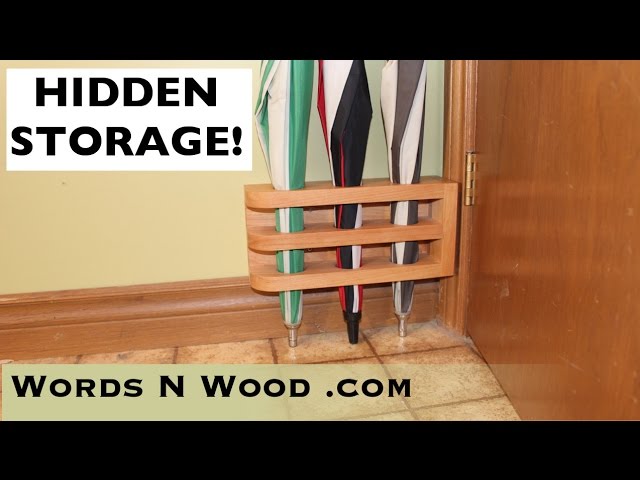 There's room behind the door for this slender umbrella rack! ⇊ Click "Show More" for more details and FREE plans! ⇊ (Yes, epic ridiculously pretentious video ...