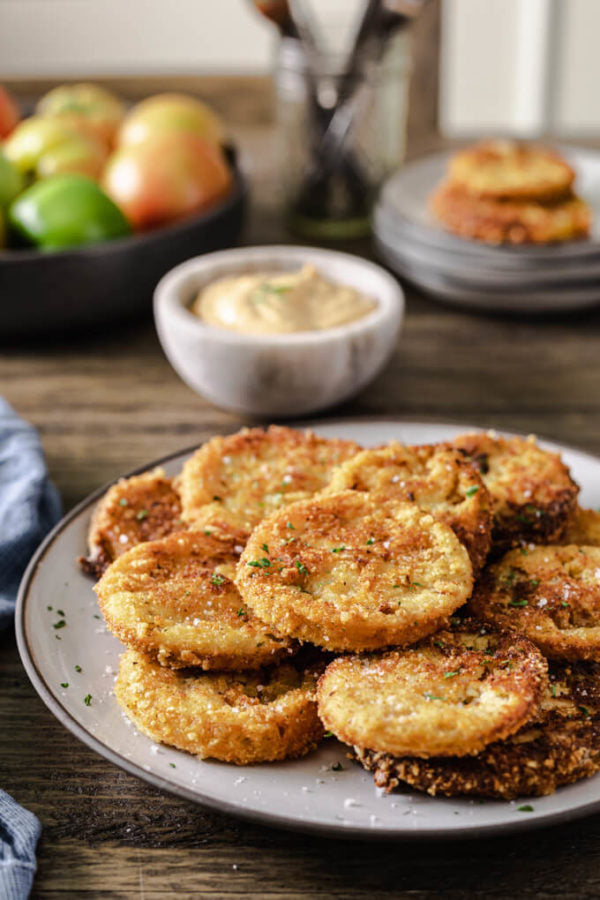 A delicious way to use unripened green tomatoes, these keto fried green tomatoes taste just like the classic southern recipe with their delightfully crunchy coating.