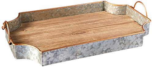 Circleware 02978 Cooperstown Wooden Craftsman Rectangle Serving Tray with Handles Kitchen Multi-Purpose Serveware for Coffee Table, Dinner, Breakfast, Food, Farmhouse Decor, 17.5 x 11 x 2, Home