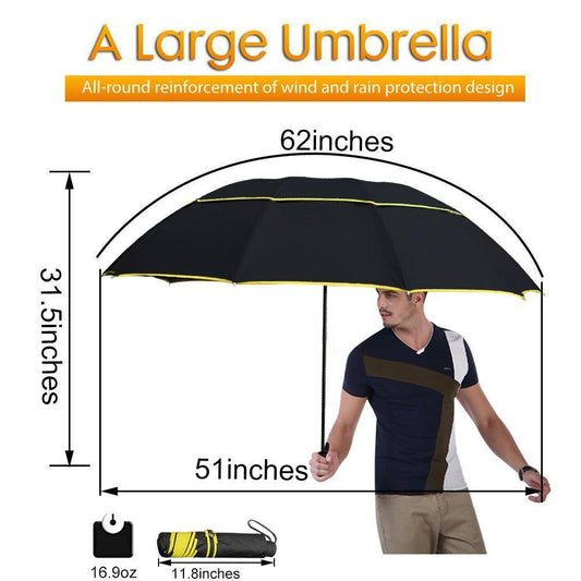 130Cm Big Top Quality Umbrella Men Rain Woman Windproof Large Paraguas Male Women Sun 3 Floding