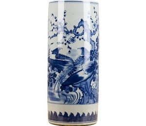 #2817 Blue and white chinoiserie style umbrella stand