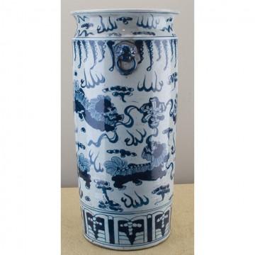 #5639 Blue and White Chinoiserie style large tall vase/ umbrella stand