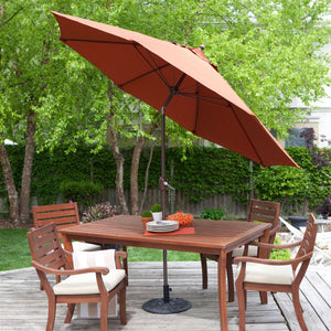 9-Ft Push Button Tilt Patio Umbrella with Rust Red Orange Shade and Bronze Finish Pole