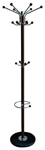 Home Basics Coat, Hat and Umbrella Rack Stand with Strong Base (Mahogany with Marble)