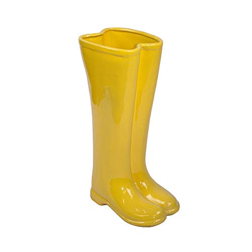 Sagebrook Home 10594-01 Ceramic Boots Umbrella Stand, Yellow Ceramic, 12 x 7 x 19 Inches