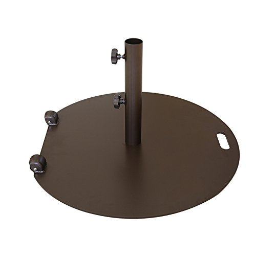 Abba Patio 55 lb. Steel Market Patio Umbrella Base Stand with Wheel and 2 Separate Poles for 1-1/2" and 1-7/8" Diameter Umbrella, Brown