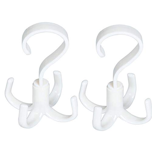 UniM Rack Holder Hook-Rotating Hanger with Claws -360 Degree Rotating Hanger Closet Organizer for Belt Clothes Scarf Tie Bags Pack of 2 (White)