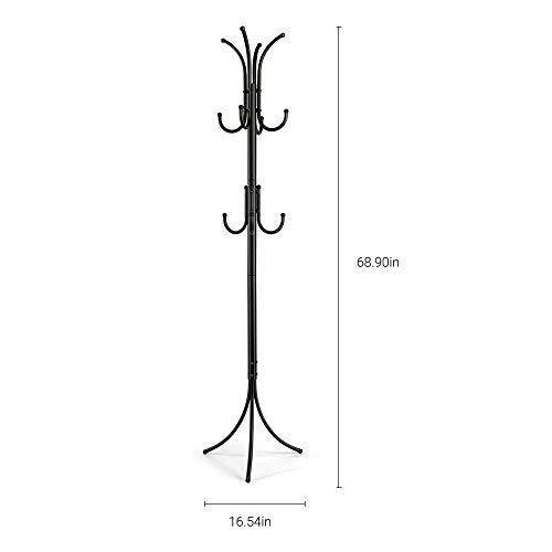 Buy now cozzine coat rack coat tree hat hanger holder 11 hooks for jacket umbrella tree stand with base metal black