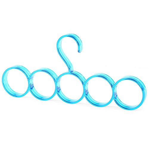 Daycount 3Pcs Ring Rope Belt Slots Holder with 5 Loops, Ties Storage Hanger Bathroom Shelf Storage Rack Holder Closet Space Saver (Blue)