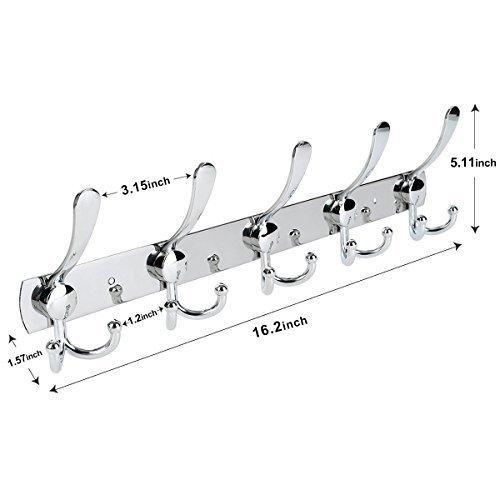 Exclusive turefans wall mounted coat hooks hook rail coat rack 2 packs with 15 hooks chrome plated steel coat robe hat hooks