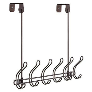 Buy now interdesign classico wall mount over door storage rack organizer hooks for coats hats robes clothes or towels 6 dual hooks bronze