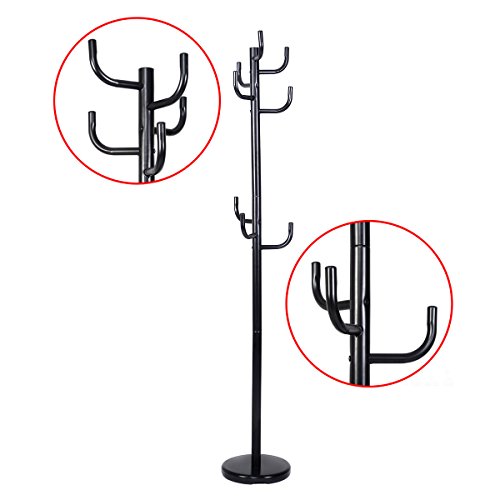 Ghillie Suit Shop New Metal Coat Rack Hat Stand Tree Hanger Hall Umbrella Holder Hooks Black