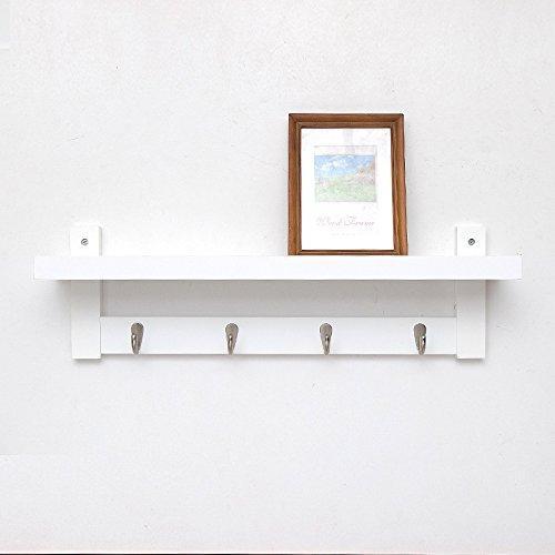 Get wooden hooks for wall coat rack shelf wall mounted bamboo hook rack with upper shelf for storage scandinavian style for hallway bathroom living room bedroom 4 hooks