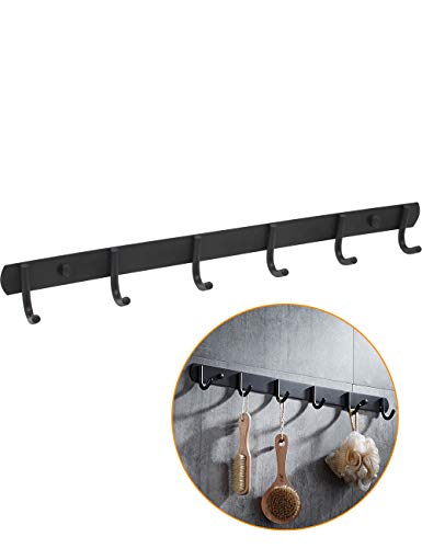 Kitchen Hardware Collection 6 Single Hooks Coat Rack Rail Wall Mounted Hook Black Coat Hanging Racks for Entryway Kitchen Bathroom Scarf Bag Towel Key Cap Cup Hat