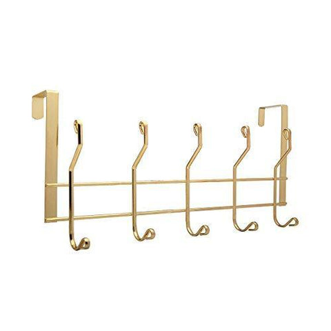 Heavy duty ruiling 2 pack gold over the door hooks 10 hanger rack organizer for home office hanger coats hats towels more use