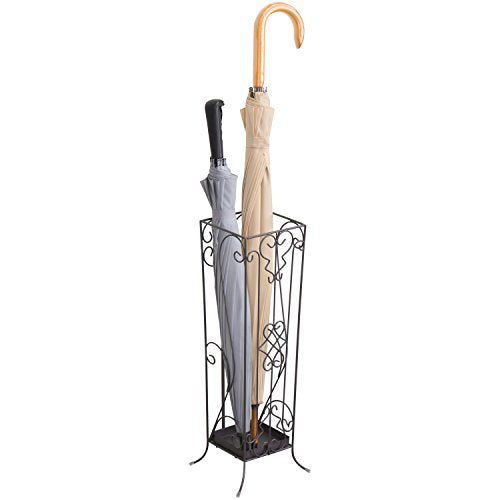 MyGift Brown Metal Scrollwork Design Entryway Umbrella Holder & Drying Rack Stand/Walking Cane Storage