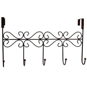 Storage obmwang over the door 5 hook rack decorative organizer hooks for clothes coat hat belt towels stylish over door hanger for home or office use l x w x h 15 x 2 x 9 inch