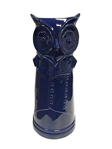 Sagebrook Home 12355-01 Ceramic Owl Umbrella Stand, Navy Blue Ceramic, 8.75 x 8.75 x 20.5 Inches