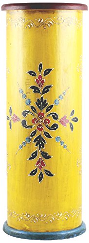 TIMBERGIRL Crafted Hand Painted Wooden Umbrella Stand, Yellow