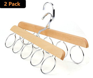 OVOV 5-hole Wooden Tie and Belt Racks Accessory Closet Hanger Organizer Hook 2 Pack (Beige) by